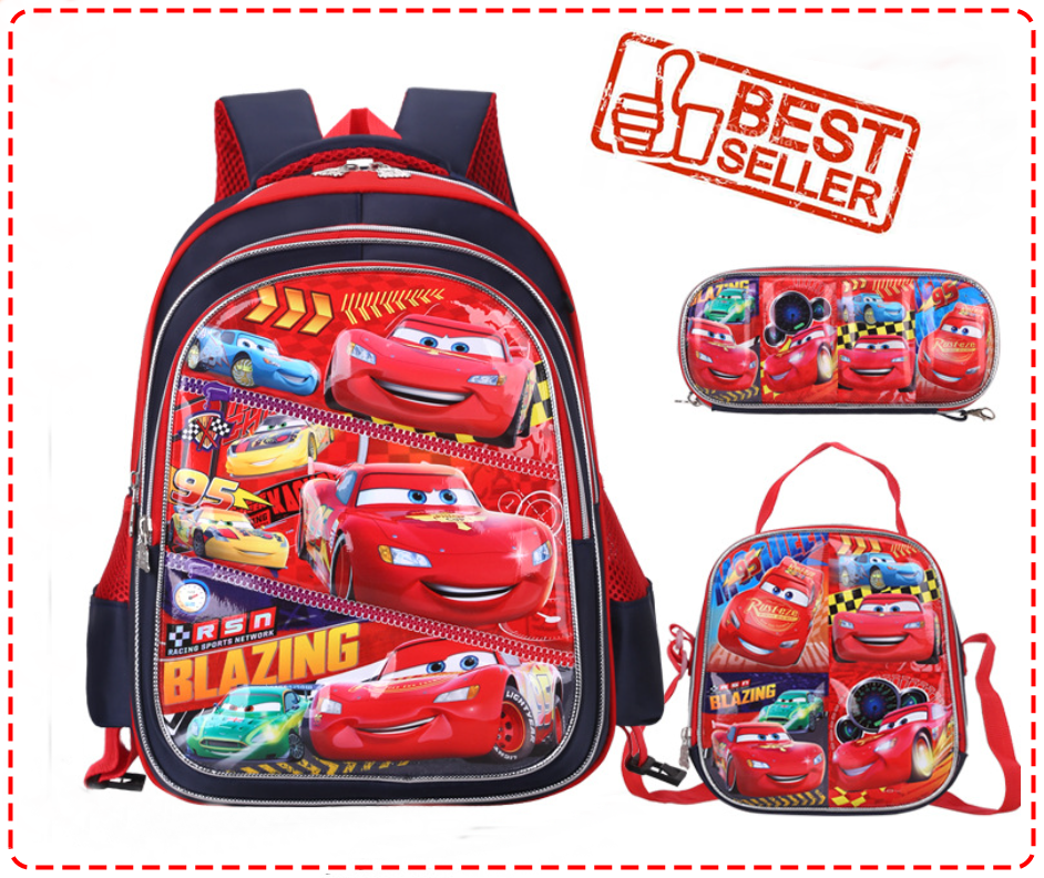 พร้อมส่ง!! กระเป๋าเป้ Cars McQueen พร้อมล้อลาก 6ล้อ กระเป๋านักเรียน paw patrol (ล้อลากสามารถถอดออกจากตัวเป้ได้)
