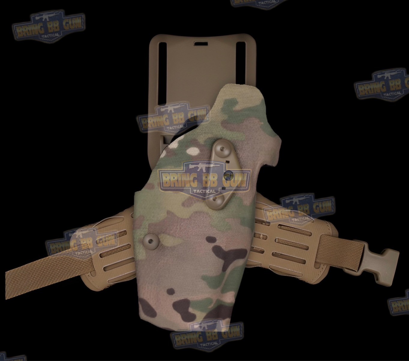 ซองปืน 6354DO Ver. 2 (ซอง6354+สายรัดต้นขาแบบนวม) ซองปืนพกนอกปลดนิ้วโป้ง + ช่องไฟฉาย (ซองปืน 6354DO) (6354 DO) (Glock 17/18/19 + X300) (P320 + X300)