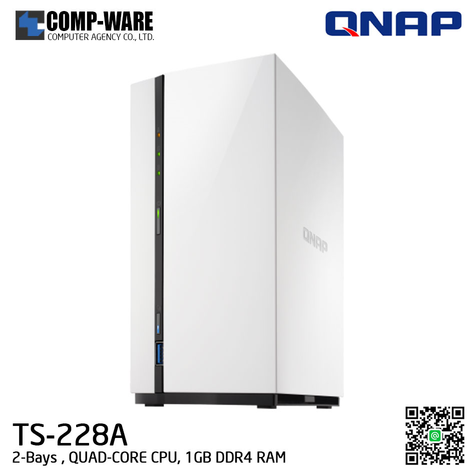 QNAP NAS (2-Bay) TS-228A (1GB DDR4 RAM) , no HDD // สินค้า EOL หมดแล้วหมดเลย กรุณาสอบถามสถานะสินค้าล่าสุดก่อนสั่งซื้อค่ะ