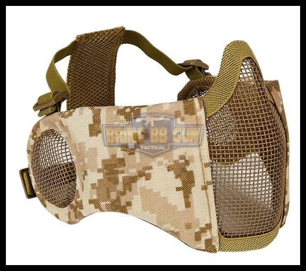 หน้ากากตะแกรงครึ่งหน้า รุ่นแก้มผ้ามีที่ปิดหู