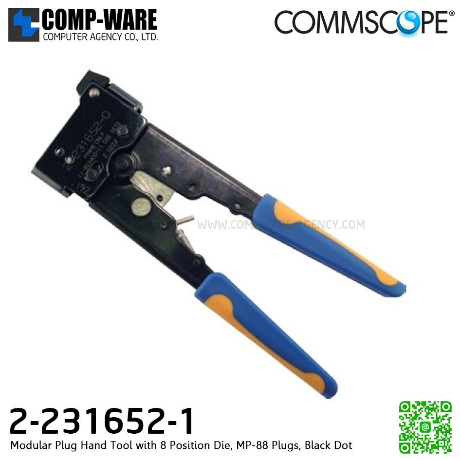 Modular Plug Hand Tool with 8 Position Die, MP-88 Plugs, Black Dot ,AMP by Commscope (P/N: 2-231652-1)