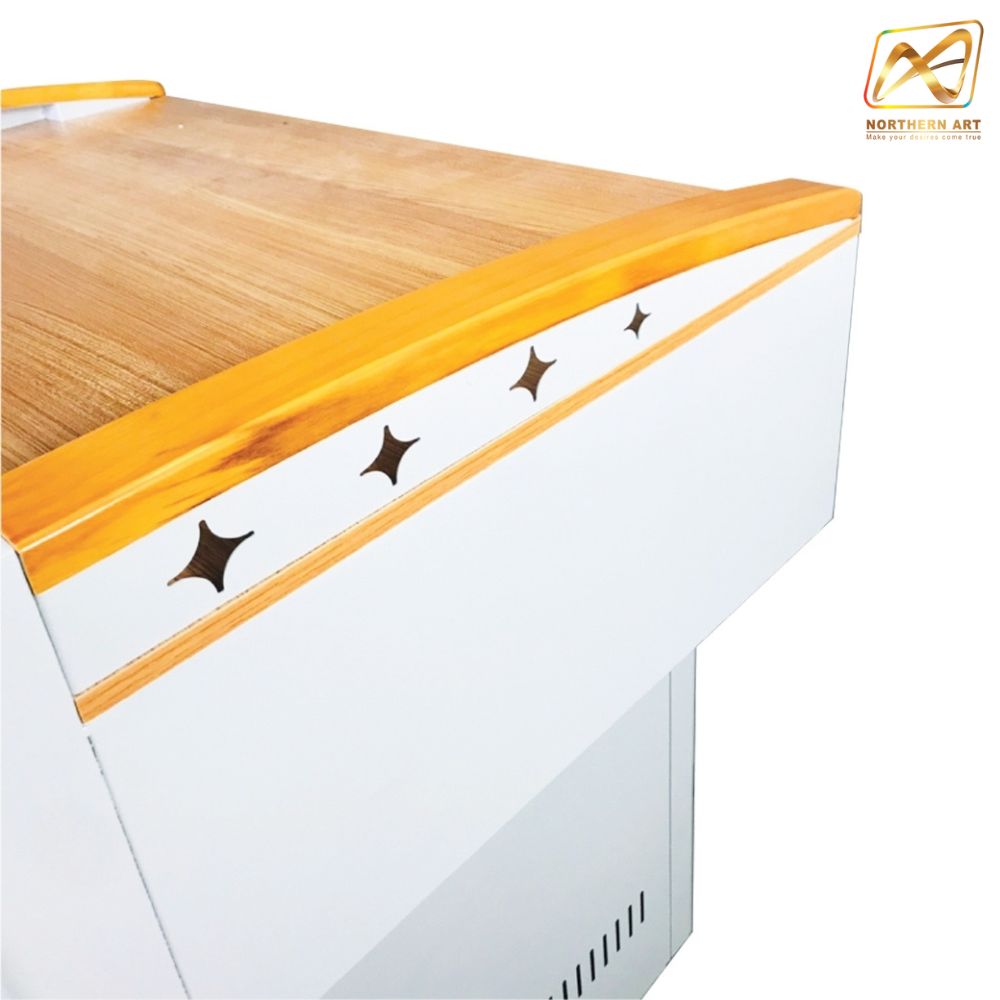 โพเดียมโรงเรียน โพเดียมเหล็ก โพเดียมอาจารย์ โพเดียมเลคเชอร์ ขนาด 100X70 cm.TOPไม้ พร้อมลิ้นชัก (สินค้าตัวโชว์)