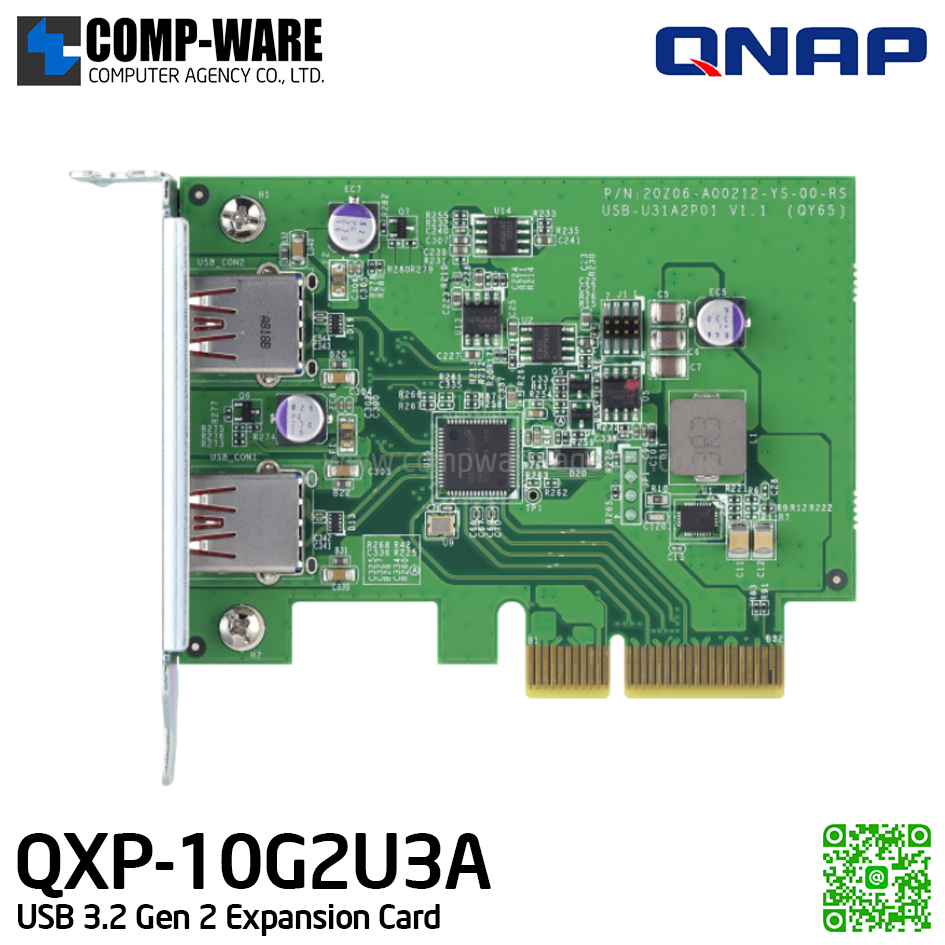 QNAP QXP-10G2U3A USB3.2 PCIe Card Dual-port USB3.2 Gen2 10Gbps PCIe gen2x2 - Spare Part