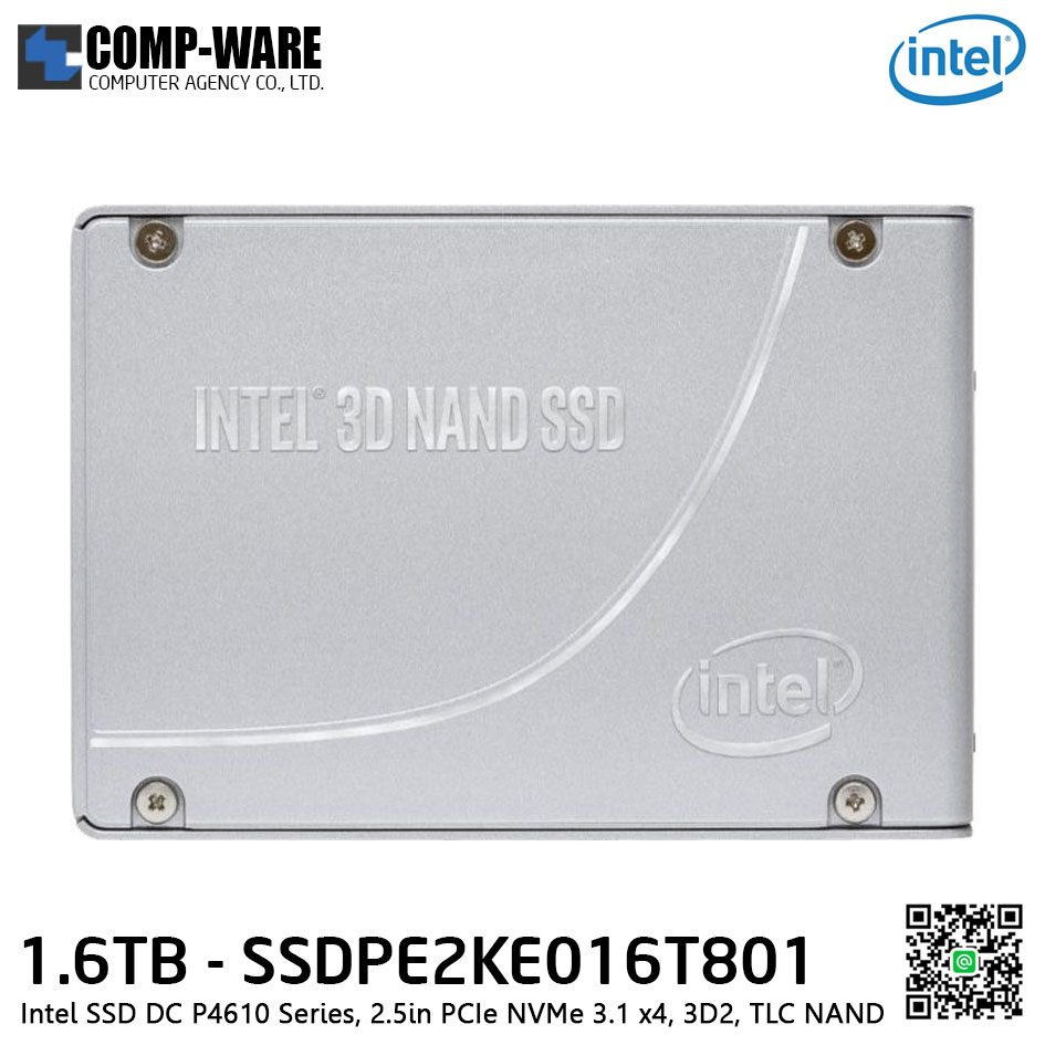 Intel SSD DC P4610 Series (1.6TB, 2.5in PCIe 3.1 x4, 3D2, TLC) Generic Single Pack - SSDPE2KE016T801