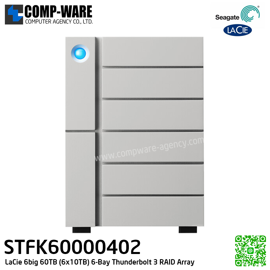 Seagate LaCie 6big 60TB 6-Bay Thunderbolt 3 RAID Array (6 x 10TB) STFK60000402 (New) รับประกัน 3 ปี // ขั้นต่ำในการสั่ง MOQ = 1