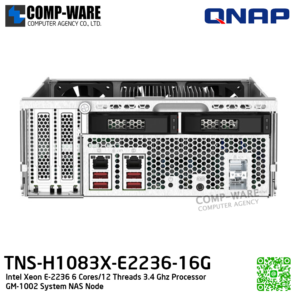 QNAP Intel Xeon E-2236 6 Cores/12 Threads 3.4 Ghz Processor (GM-1002 System NAS Node) TNS-H1083X-E2236-16G - 3Y Warranty