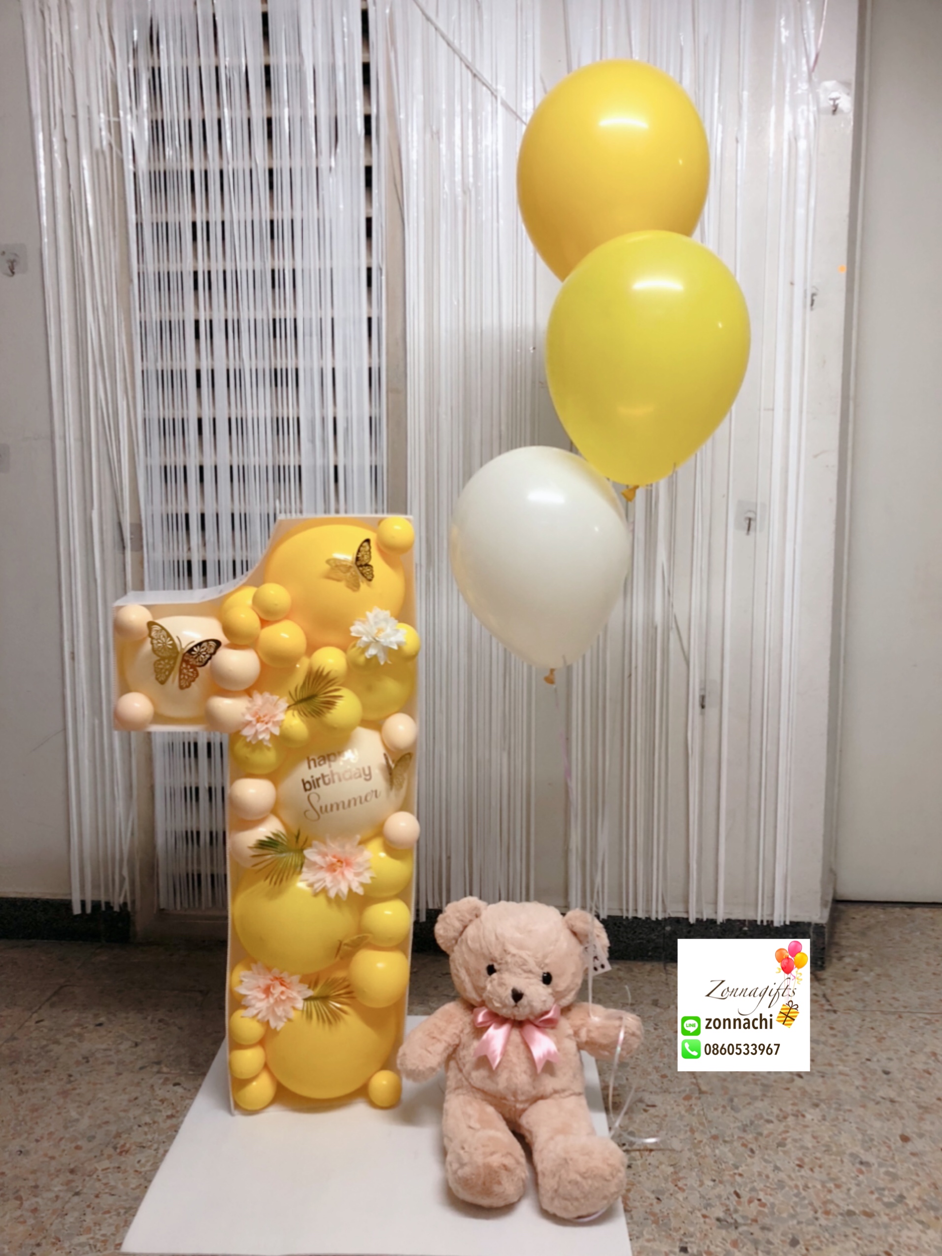 Mosaic number balloon 90cm + the bear + 3 balloons