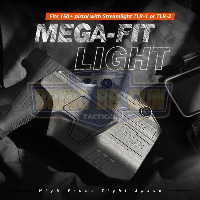 ซองปืนพกนอกปลดนิ้วชี้ Universal ติดไฟฉาย ยี่ห้อ Cytac รุ่น Mega-Fit Light Holster (Cytac Mega-Fit Light Holster) (ซองปืนพกนอกใส่ปืนได้หลายรุ่น)