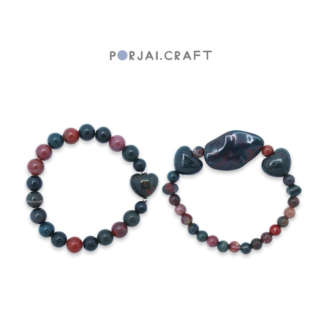 Indian Blood Stone Beaded Bracelets สร้อยข้อมืออินเดียนบลัดสโตน