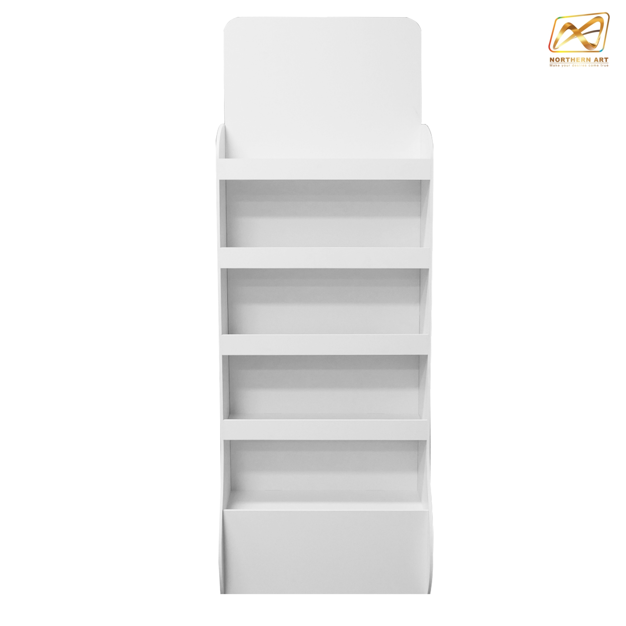 ชั้นวางสินค้าพลาสวูด 5 ชั้น ขนาด (W)55 x (D)25 x (H)160 ซม.พลาสวูดหนา 8 มม.พร้อมงานพิมพ์