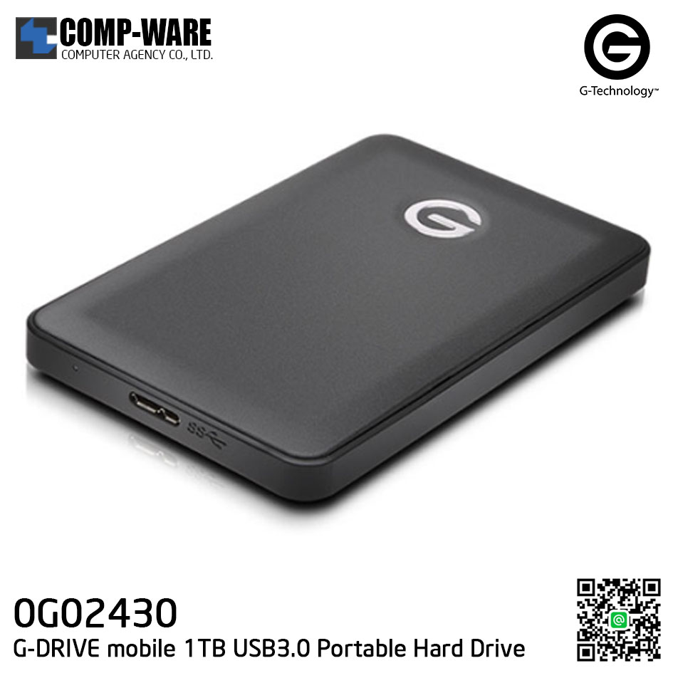 G-Technology G-DRIVE mobile USB3.0 1TB 5400RPM Portable Hard Drive Black - 0G02430