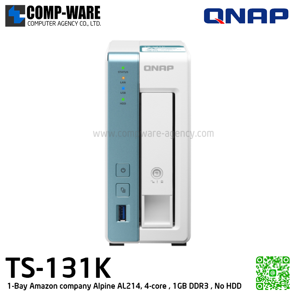 QNAP NAS (1-Bay) TS-131K (1GB DDR3 RAM) AnnapurnaLabs Quad-Core , No HDD // 2Y Warranty