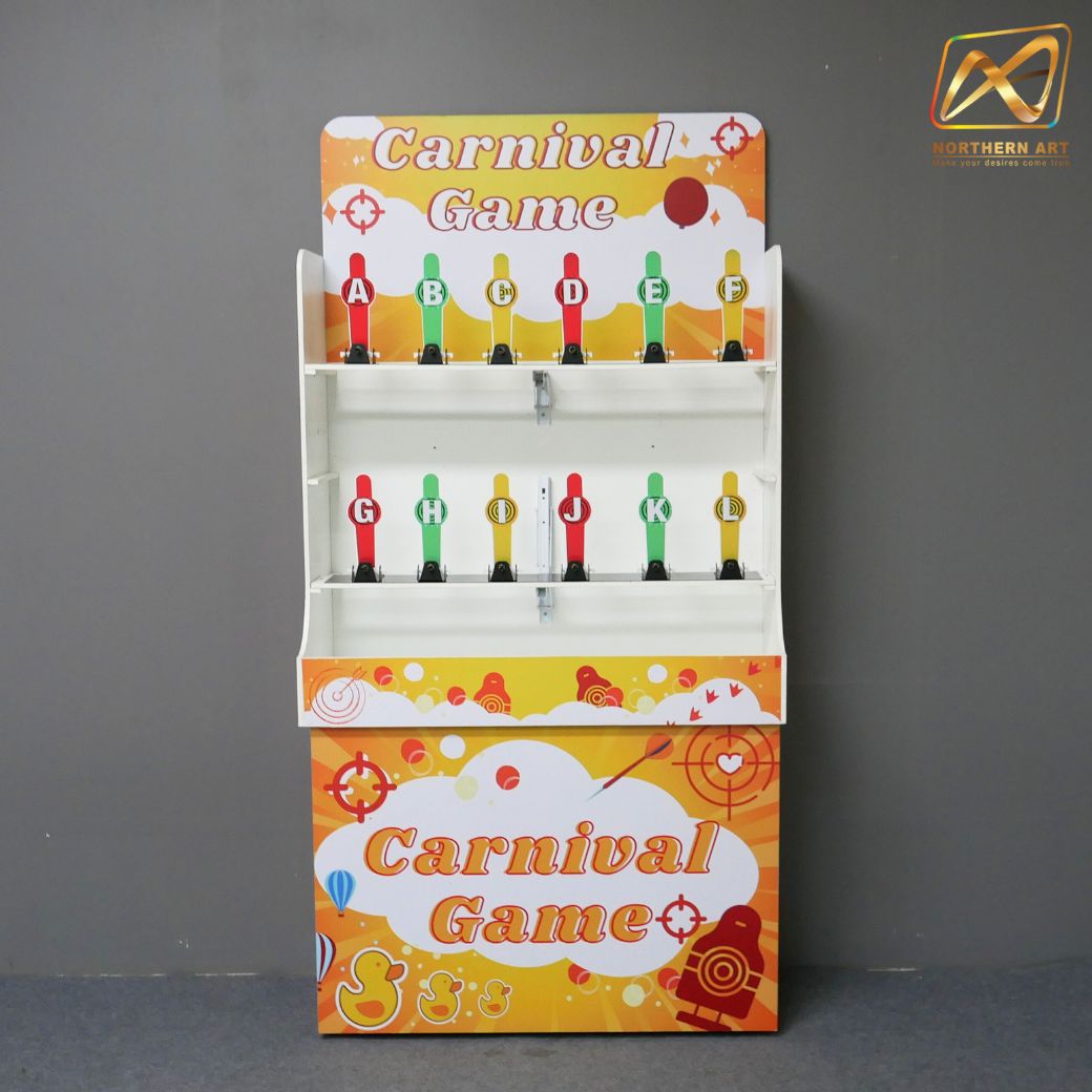 เช่าเกมส์ยิงเป้าเหล็ก ขนาด (W) 90 x (L)36 x (H)180 cm. พร้อมเป้าเหล็ก 12 อัน ปืน 2 กระบอก กระสุนโฟม 20 นัด