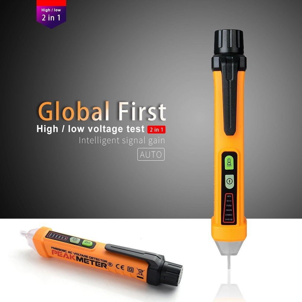 PEAKMETER ปากกาวัดไฟแบบไม่สัมผัส พร้อมวัดระดับความแรงของไฟฟ้า ใกล้-ไกล PM8908c
