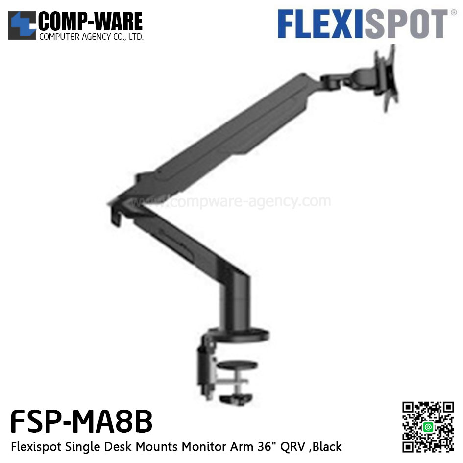 Flexispot FSP-MA8B Single Desk Mounts Monitor Arm 36" QRV ,Black , 3Y Warranty