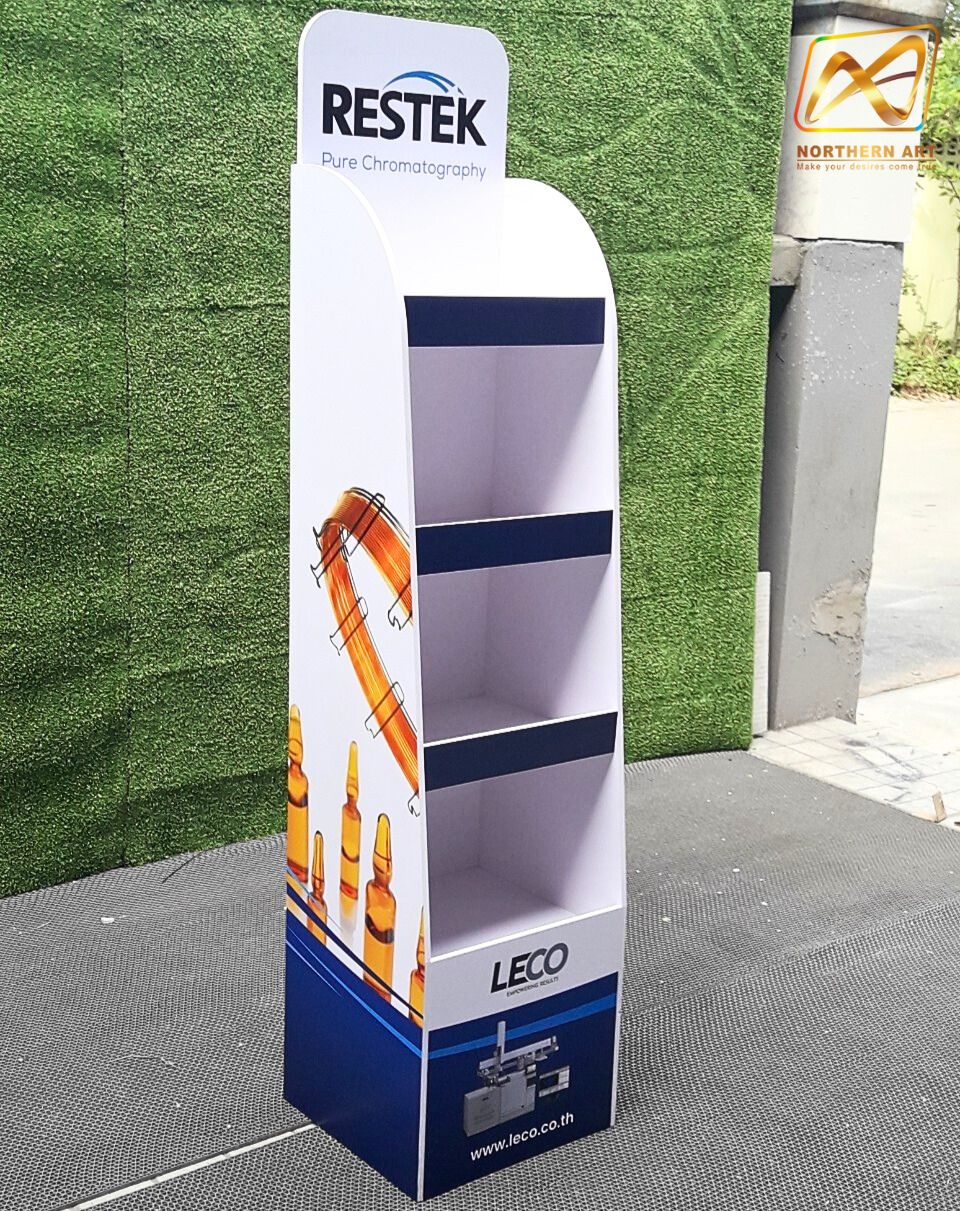 ชั้นวางสินค้าพลาสวูด 4 ชั้น ขนาด (W)30 x (D)30 x (H)135 ซม. พลาสวูดหนา 8 มม.พร้อมงานพิมพ์สติ๊กเกอร์ สำเนา