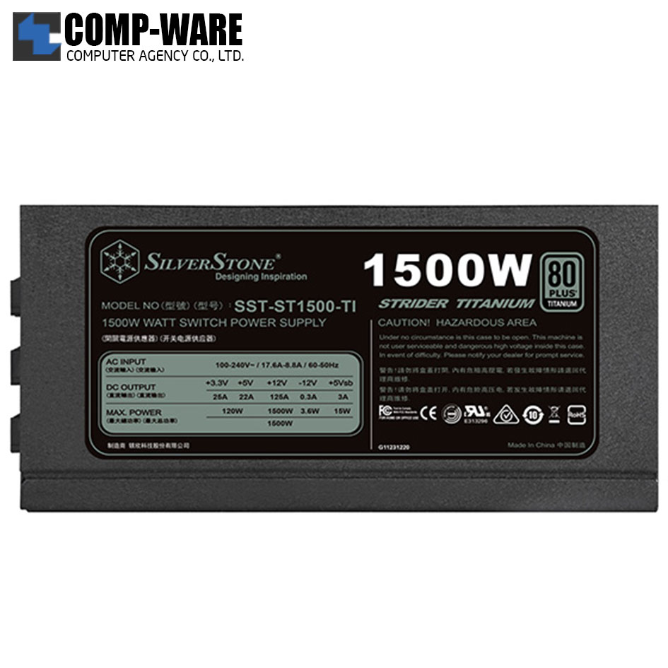 SilverStone Strider ST1500-TI 1500Watt 80Plus Titanium ATX Power Supply