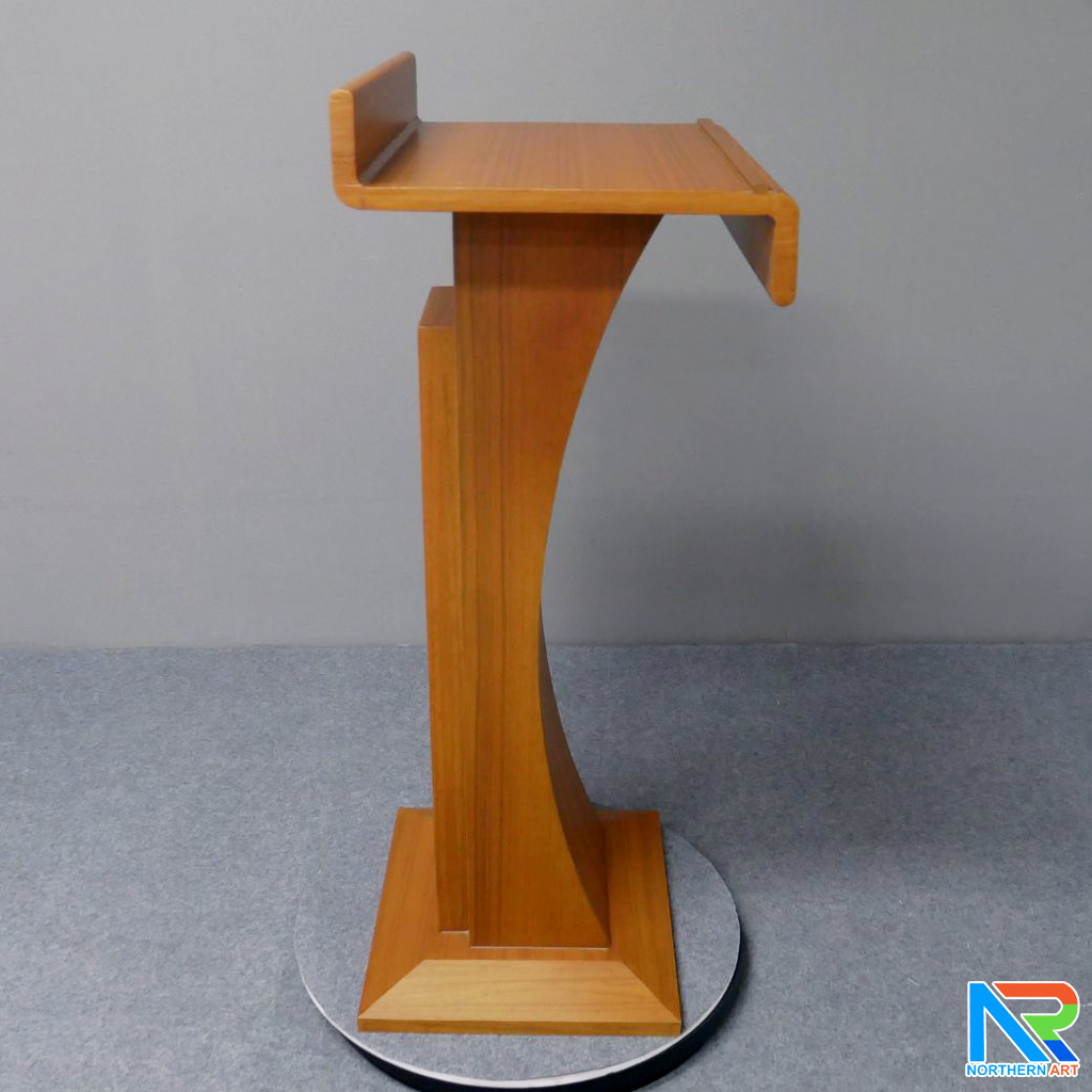 โพเดียมไม้ สีสัก ทรงโมเดิร์น TOPตรง ขนาด (W)55.5 x (L)42 cm. สูง 111 cm.