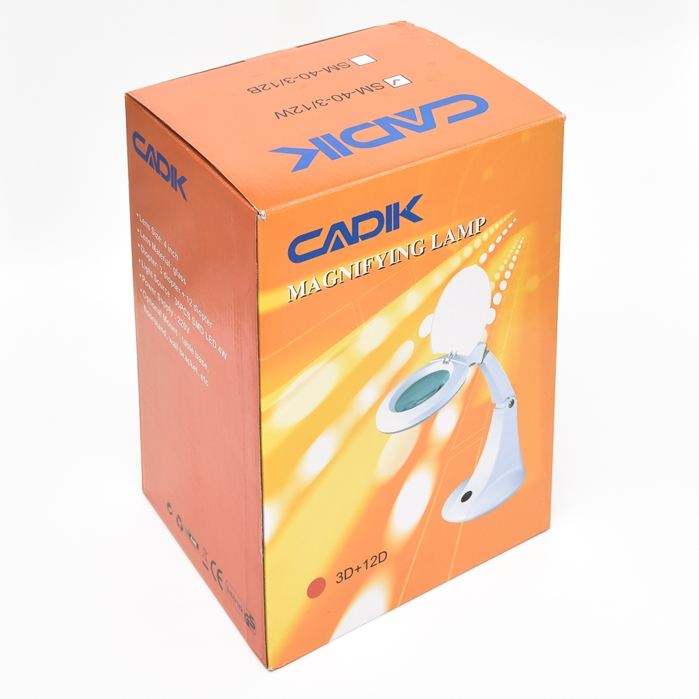 Cadik โคมไฟLED แว่นขยาย 3D+12D (1.75+4เท่า) เลนส์กระจก แบบตั้งโต๊ะ รุ่น SM-40-3