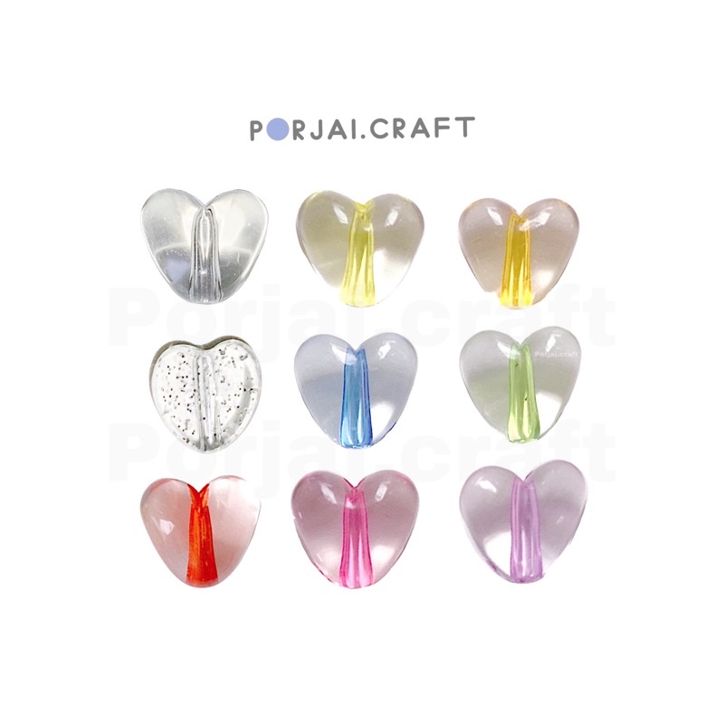 ลูกปัดหัวใจใส Clear Heart Beads 10mm