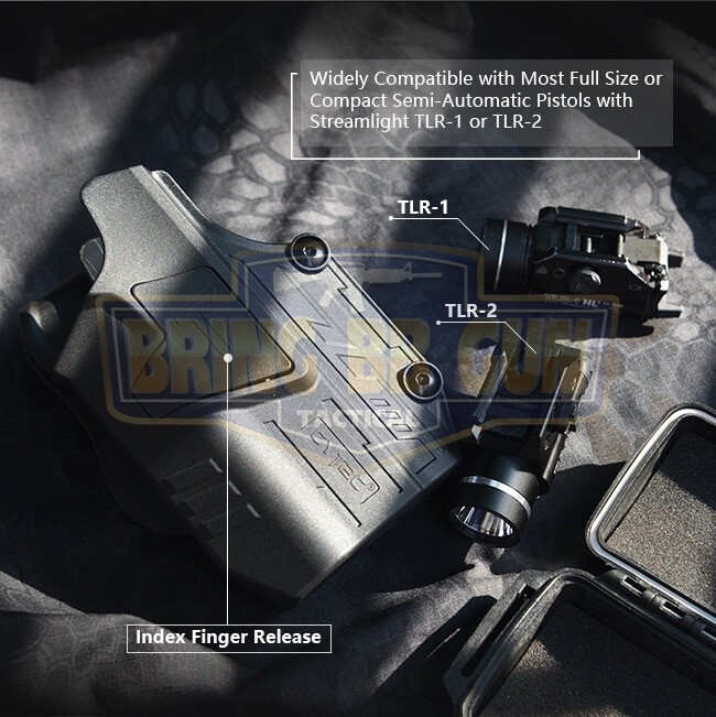 ซองปืนพกนอกปลดนิ้วชี้ Universal ติดไฟฉาย ยี่ห้อ Cytac รุ่น Mega-Fit Light Holster (Cytac Mega-Fit Light Holster) (ซองปืนพกนอกใส่ปืนได้หลายรุ่น)