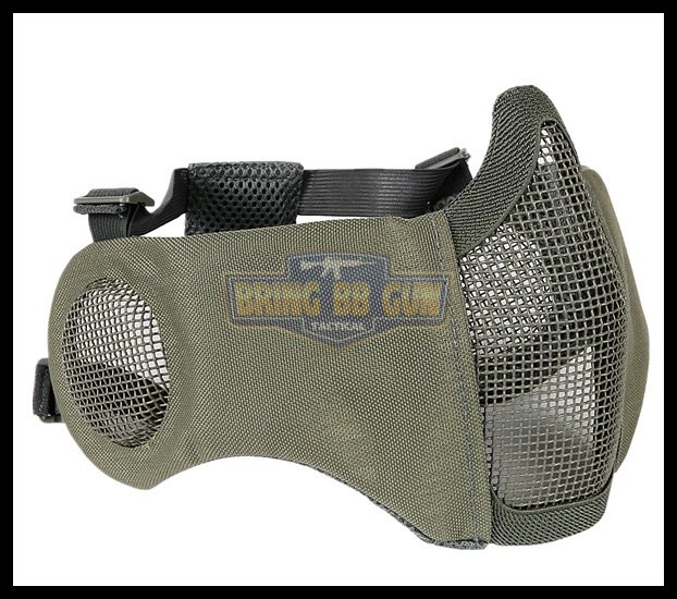 หน้ากากตะแกรงครึ่งหน้า รุ่นแก้มผ้ามีที่ปิดหู