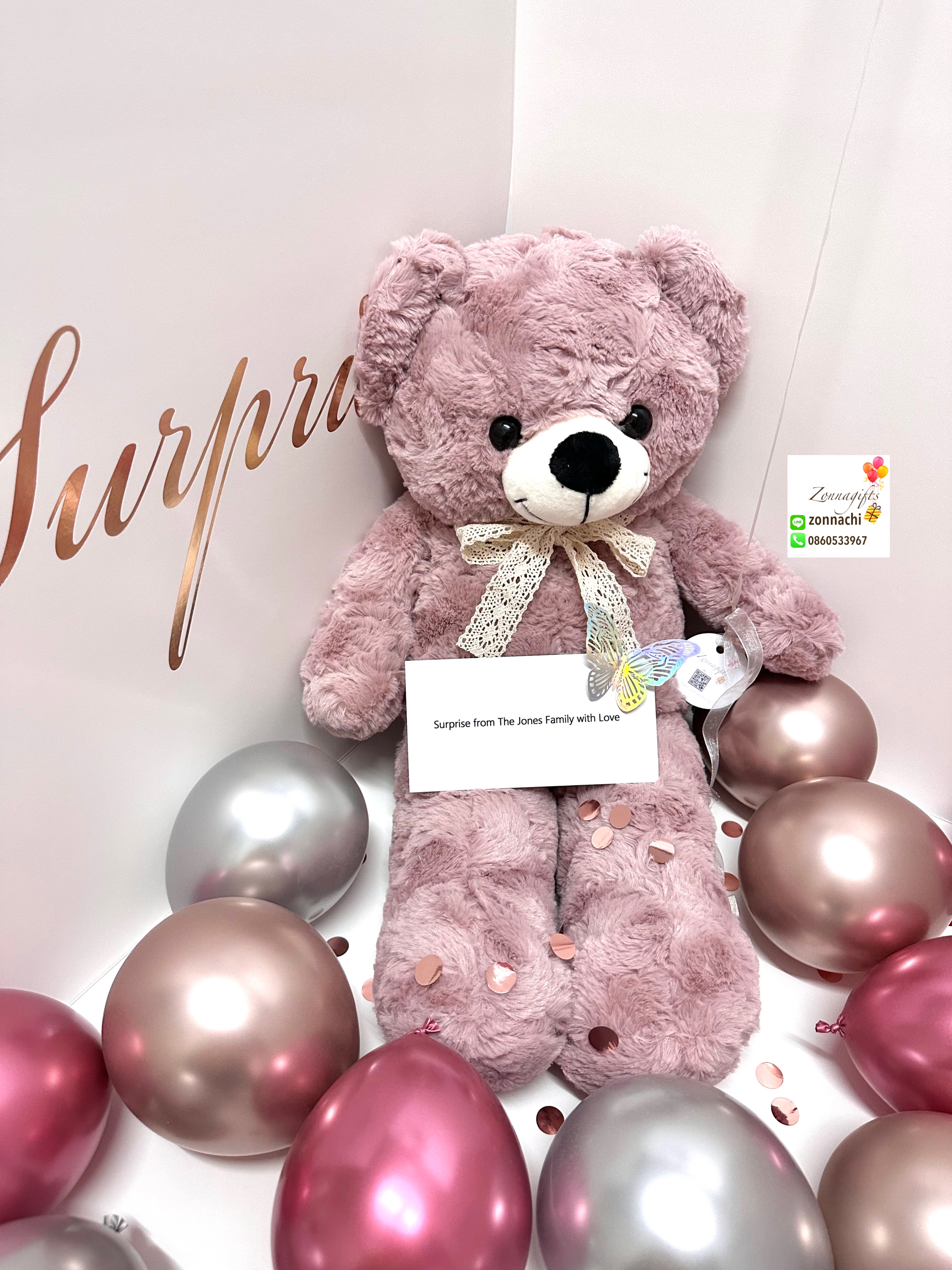 ลูกโป่งบับเบิ้ล + กล่องเซอร์ไพรส์วันเกิด+ ตุ๊กตาหมี