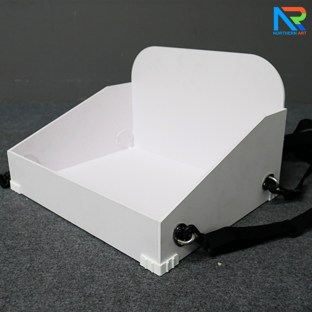 SAMPLING MOBILE TRAY ถาดแจกเคลื่อนที่ ขนาด (W)40 x (D)30 x (H)23 cm. พร้อมสายคล้องคอ