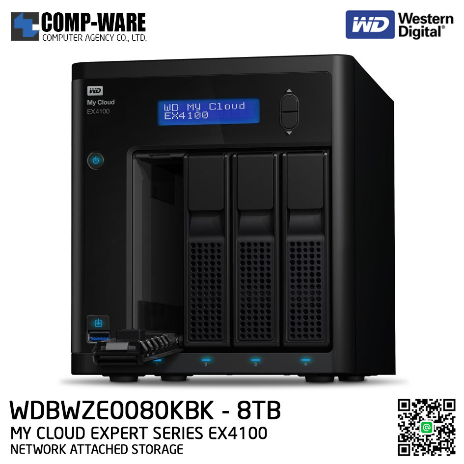 WD 8TB My Cloud Expert Series EX4100 4-Bay Network Attached Storage - WDBWZE0080KBK-SESN