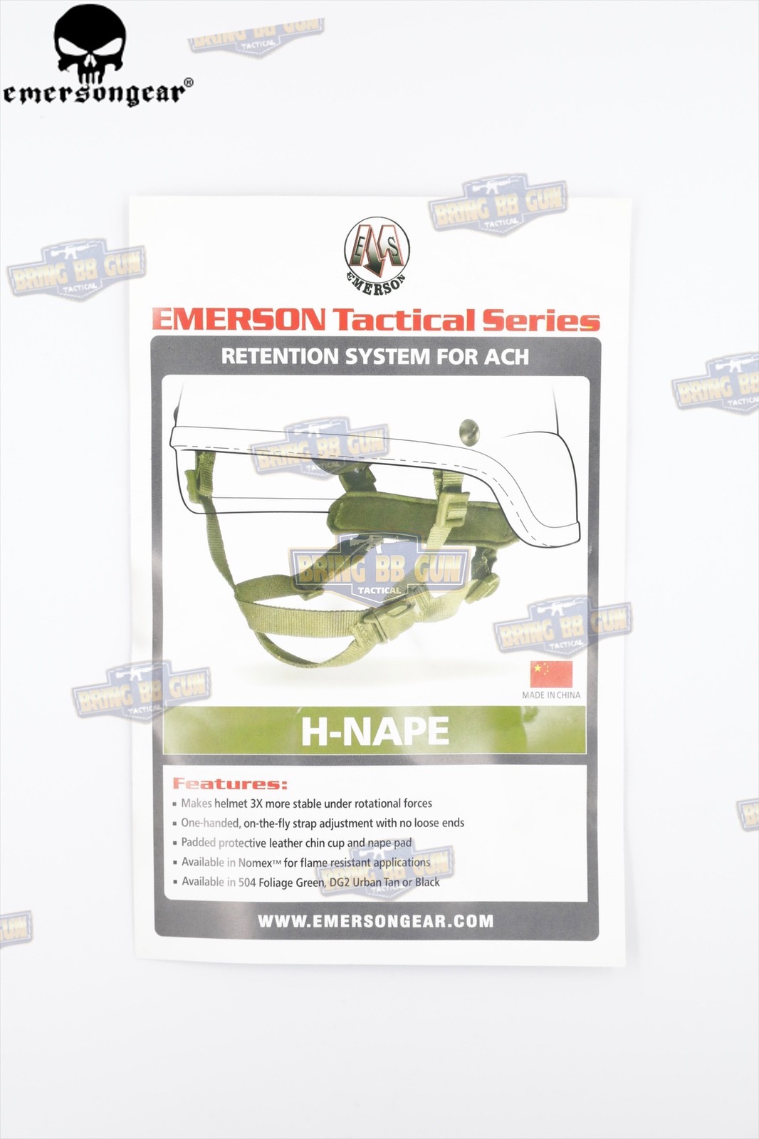 สายรัดคาง ยี่ห้อ Emerson รุ่น ทรงตัว H (EMERSON MICH Helmet Retention System H-Nape)