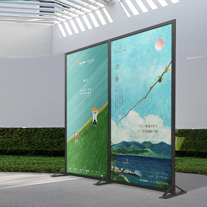 บอร์ดนิทรรศการ แบบตั้งคู่ ขนาด 100 x 200 cm. พร้อมขาตั้ง โครงอะลูมิเนียม สีดำ ถอดประกอบได้