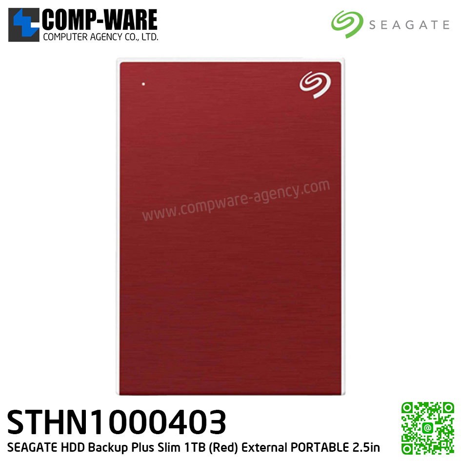 SEAGATE HDD Backup Plus Slim 1TB (Red) External HDD PORTABLE 2.5" - STHN1000403