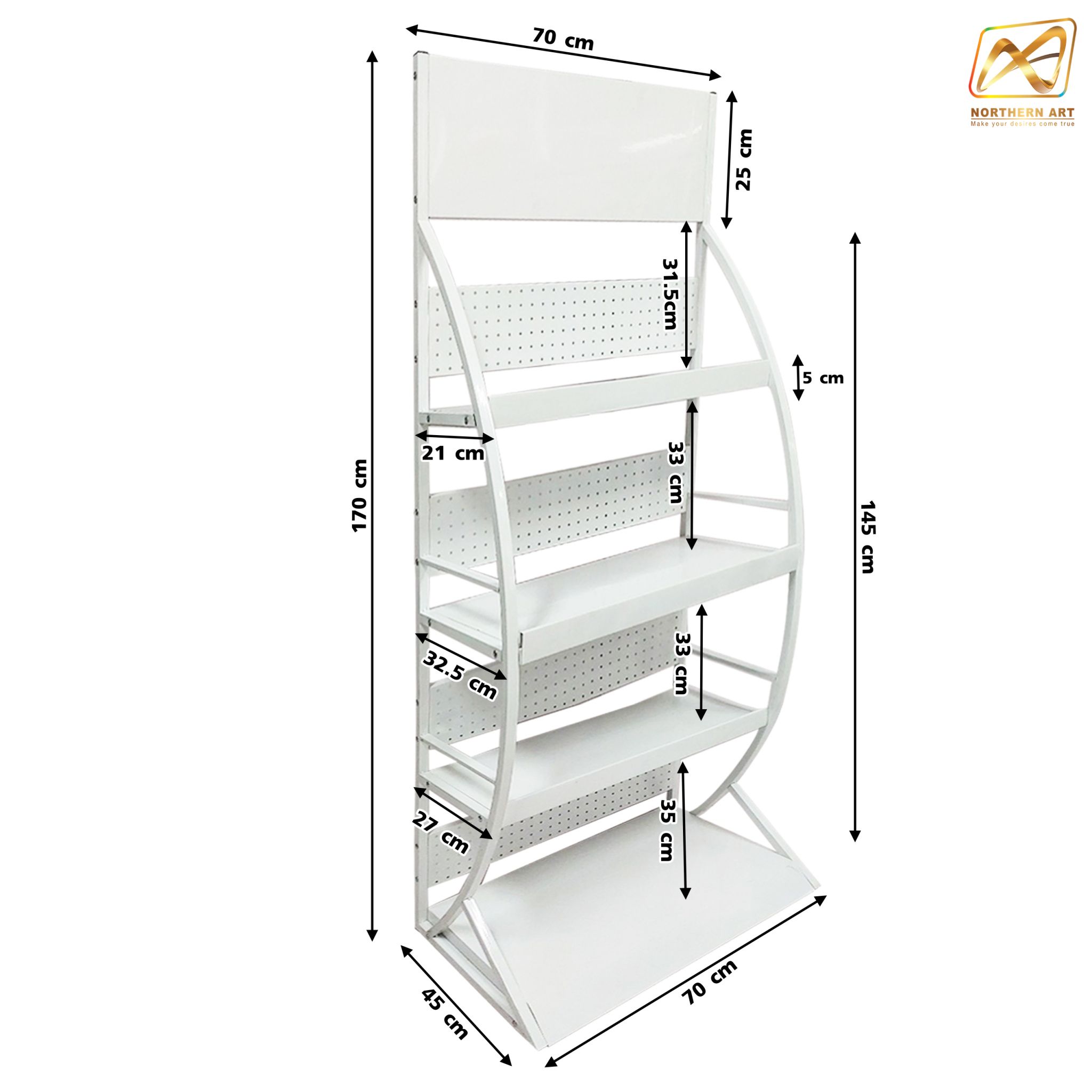 ชั้นวางสินค้าเหล็ก 4ชั้น สีขาว ขนาด(W)70 x (D)45 x (H)170 cm.(ถอดประกอบได้) แข็งแรง รับน้ำหนักได้ดี