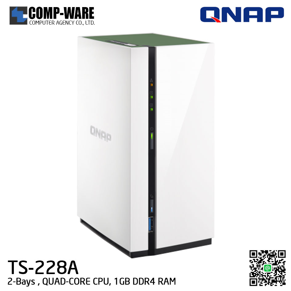 QNAP NAS (2-Bay) TS-228A (1GB DDR4 RAM) , no HDD // สินค้า EOL หมดแล้วหมดเลย กรุณาสอบถามสถานะสินค้าล่าสุดก่อนสั่งซื้อค่ะ