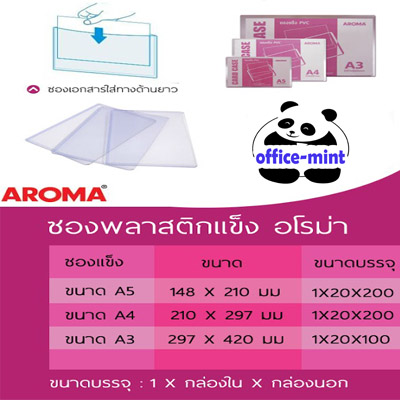 ซองพลาสติกเเข็ง Card Case A3 ราคาถูก AROMA