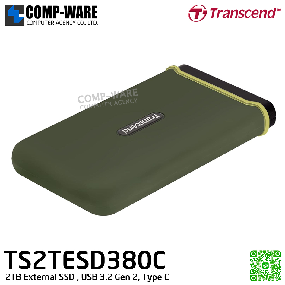 Transcend ESD380C 2TB External SSD , USB 3.2 Gen 2, Type C , TS2TESD380C - 3Y Warranty - Portable SSD