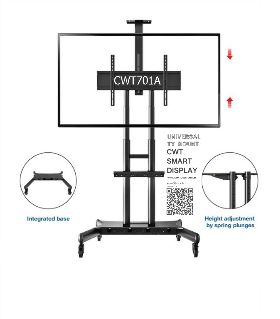 ขาแขวนทีวีตั้งพื้นมีล้อเลื่อน ทีวีขนาดตั้งแต่ 55”-80 นิ้ว
