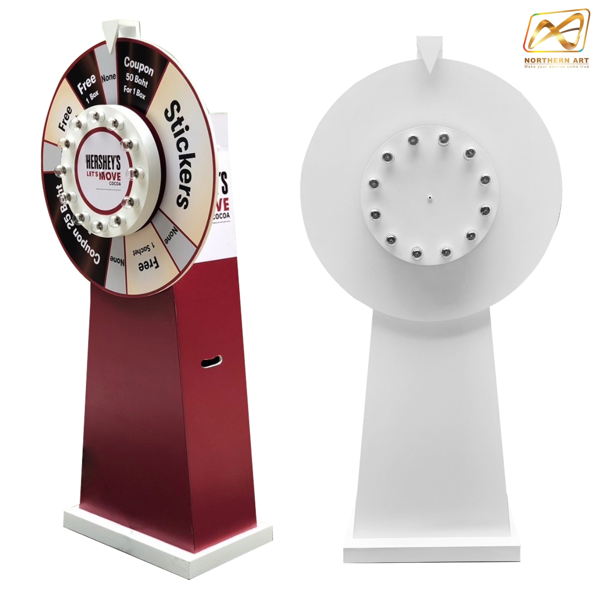 เช่าเกมส์วงล้อ รุ่นไฟกระพริบ ขนาดวงล้อ 80 ซม. สูง 168 ซม.( ราคาเช่าพร้อมสติ๊กเกอร์)