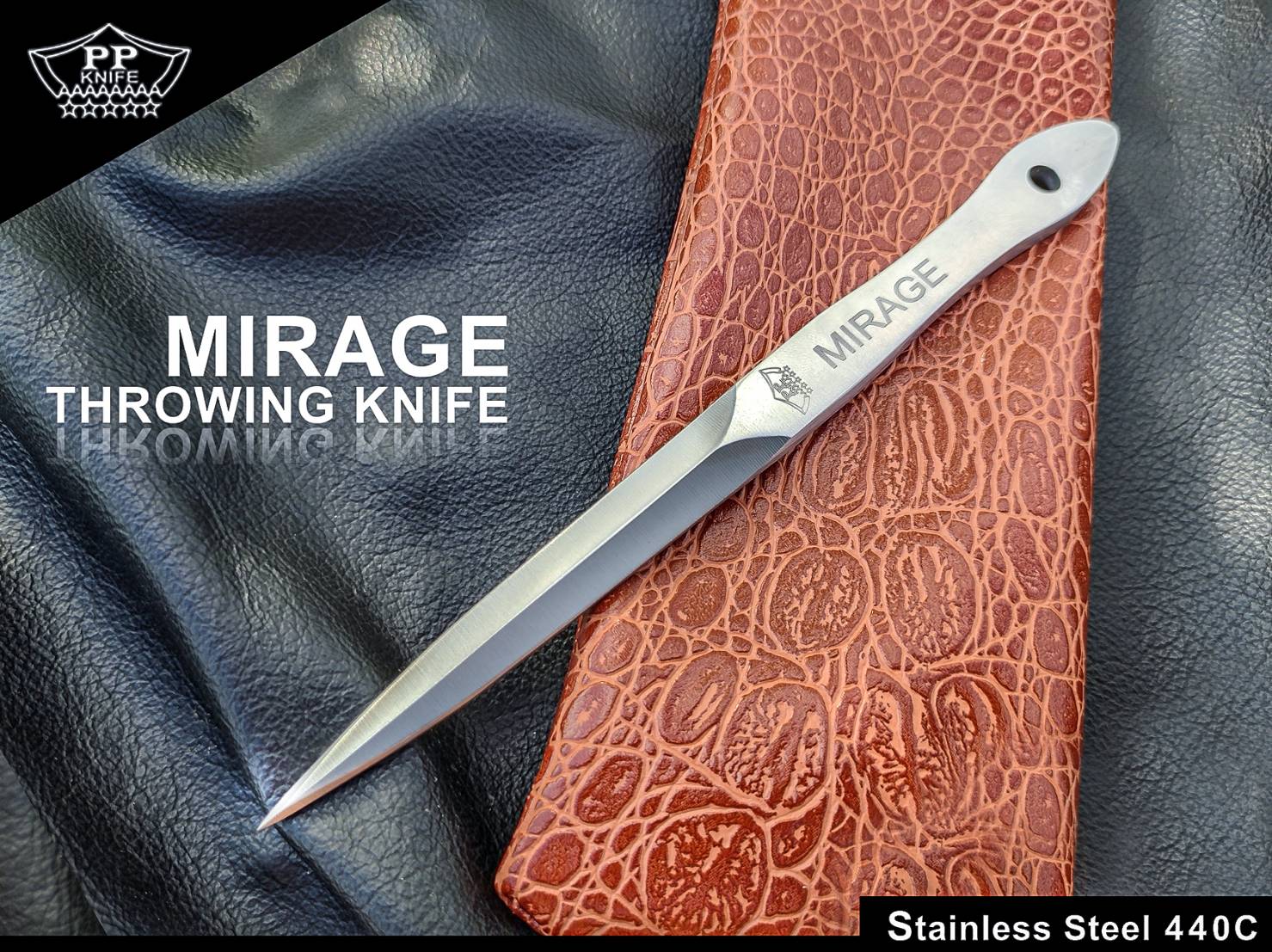 มีดขว้าง MIRAGE มีดขว้างตัวใหม่ของ PPKNIFE ทำจากสแตนเลส 440C ออกแบบโฉมใหม่ให้ใช้งานได้อย่างสะใจทนทาน สามารถขว้างได้ทั้งแบบหมุน และ ไม่หมุน
