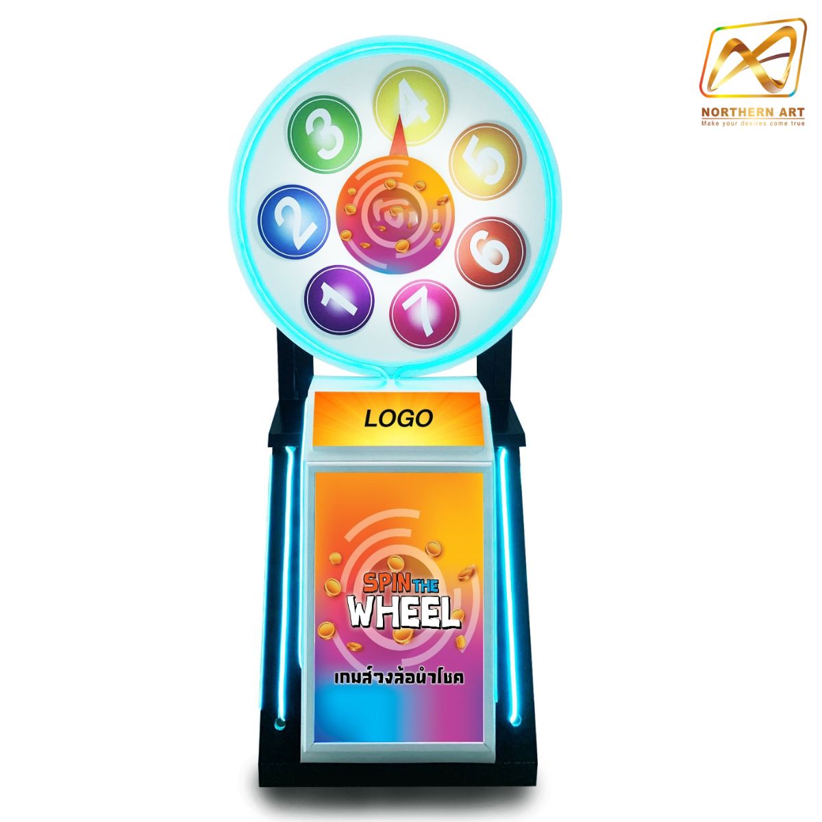 เช่าเกมส์วงล้อ มีไฟ มือหมุน ขนาด (W) 80 x (H) 162 ซม.พร้อมกรอบสแนปเฟรม สำหรับใส่ภาพด้านหน้า