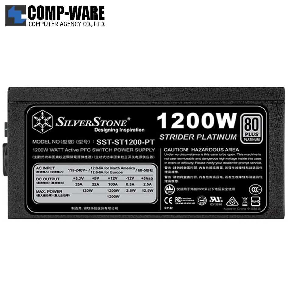 SilverStone Strider ST1200-PT 1200Watt 80Plus Platinum ATX Power Supply