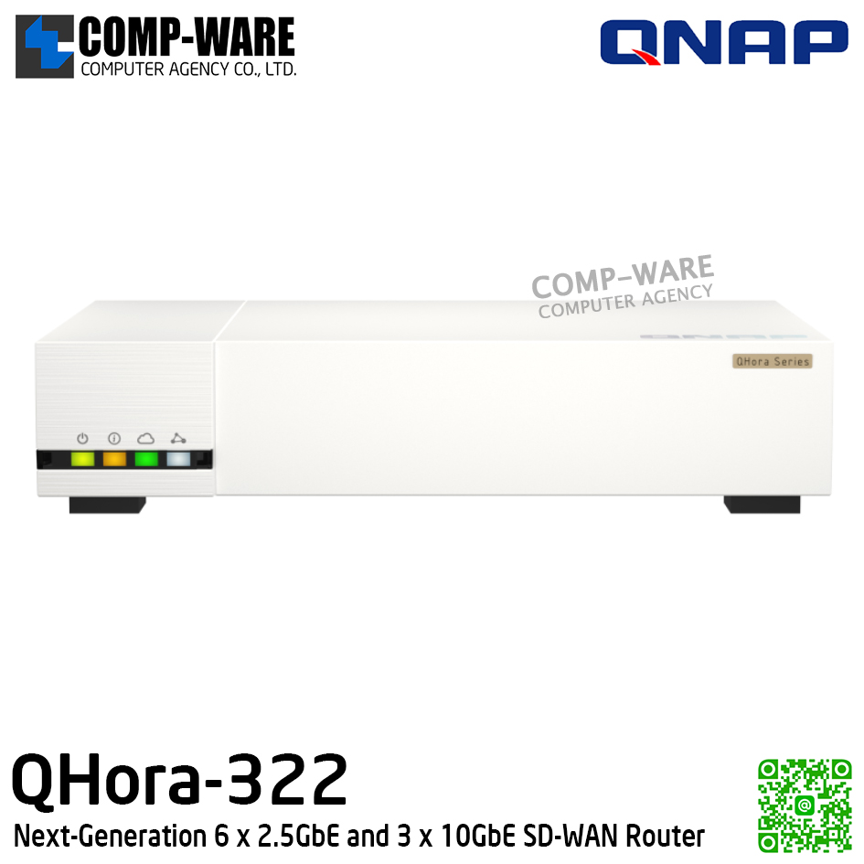 QNAP QHora-322 Next-Generation 6 x 2.5GbE and 3 x 10GbE SD-WAN Router / 2Year Warranty