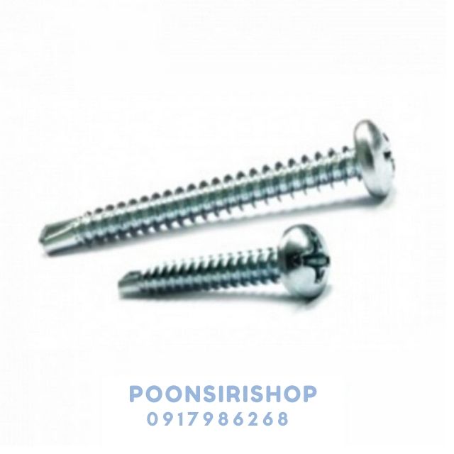 FASTENIC #SDP-1065 สกรูเกลียว รุ่นหัวนูน (ชุบซิงค์ขาว) #10x65 mm. (500ตัว/กล่อง)
