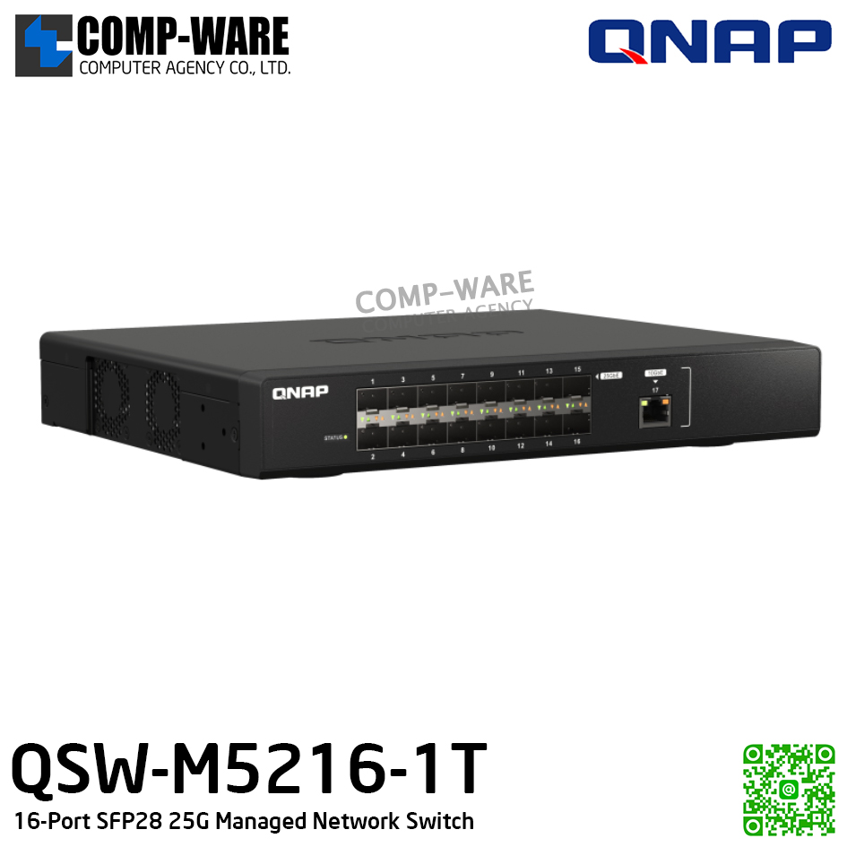 QNAP QSW-M5216-1T 16-Port SFP28 25G Managed Network Switch / 2Year Warranty