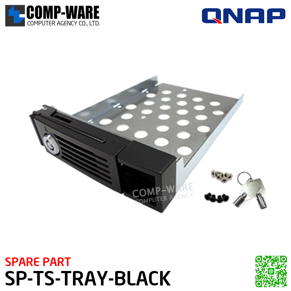 QNAP SP-TS-TRAY-BLACK Black HDD tray with black flat head machine screw x6 for 2.5" HDD & silver flat head machine screw x8 for 3.5" HDD - Spare Part - 1Y Warranty