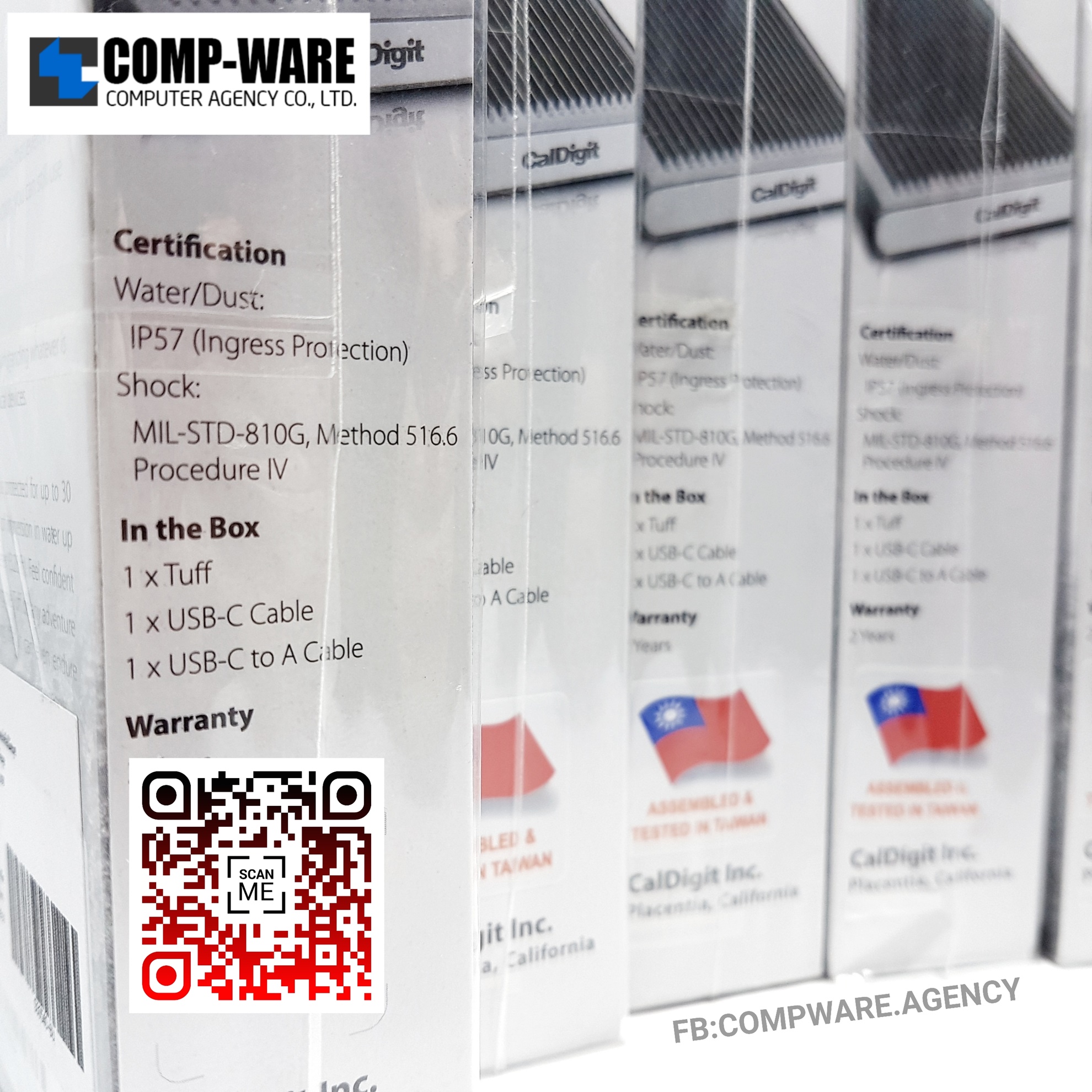 CalDigit 2TB Tuff USB 3.1 Gen 2 Type-C External Hard Drive (Blue / Green / Orange / Gray / Black) ** ไม่มีประกัน **