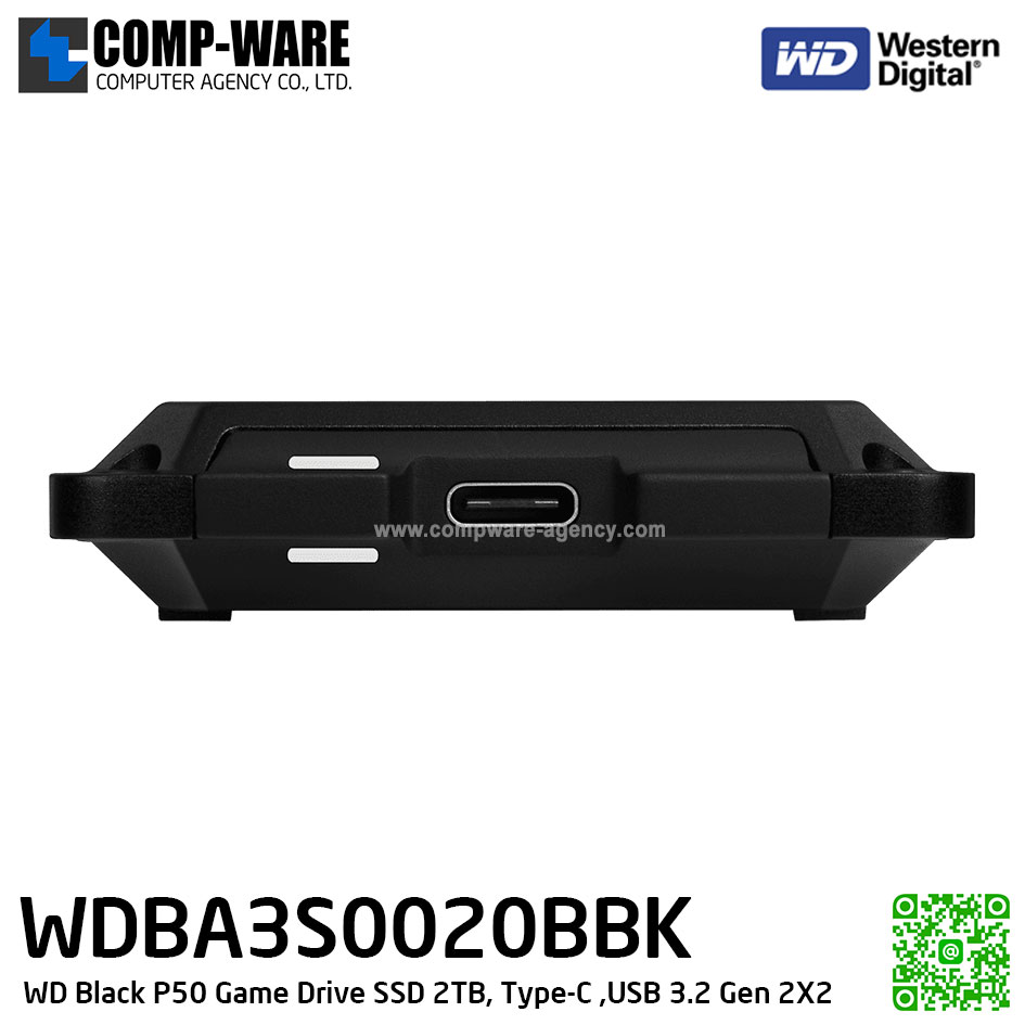 WD Black P50 Game Drive SSD 2TB, Type-C ,USB 3.2 Gen 2X2, Speed up to 2,000 MB/s [ External SSD เอสเอสดีพกพา M.2 ] WDBA3S0020BBK-WESN รับประกัน 5 ปี