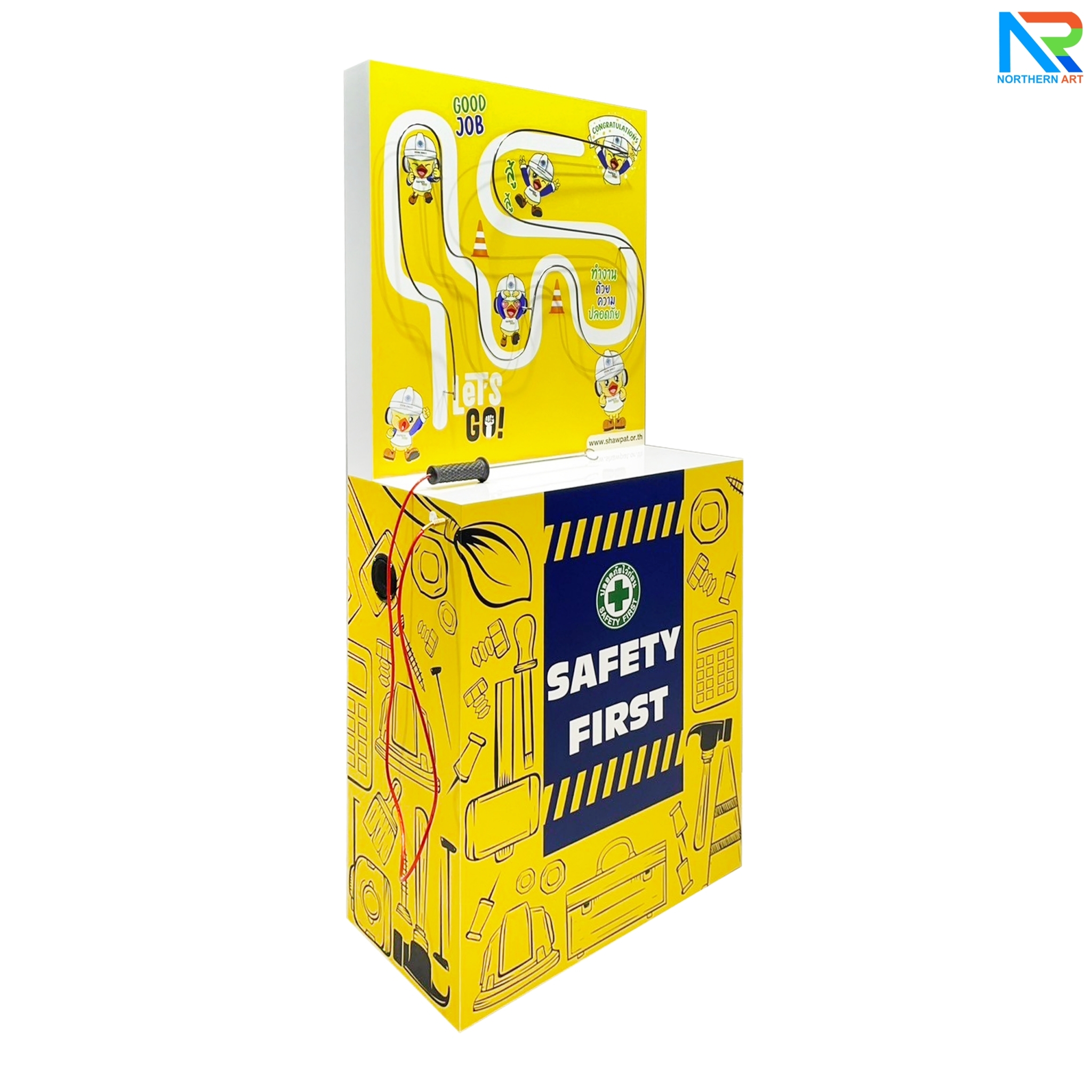 เช่าเกมส์สปาร์ค ขนาด (W)80 x (D)30 x (H)170 cm. วัสดุไม้MDFทำสีขาว พร้อมขดลวดและงานพิมพ์สติ๊กเกอร์