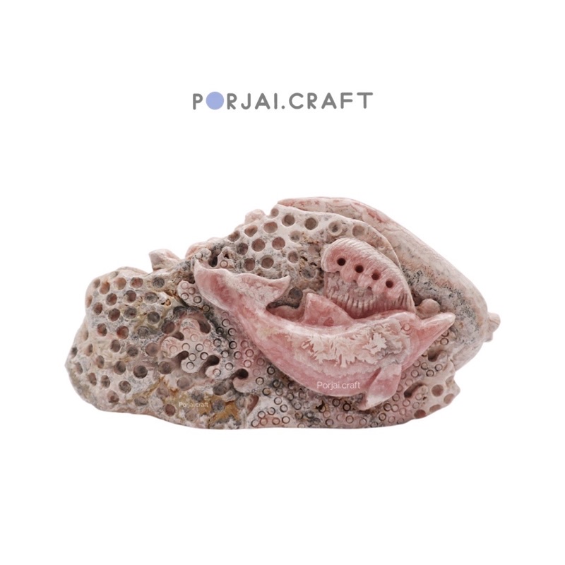 Rhodochrosite fish carving โรโดโครไซต์แกะสลักรูปปลา