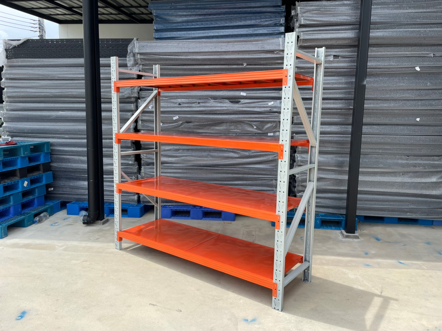 ชั้นวางสินค้า Micro Rack (ชั้นเดี่ยว Single Rack) สีทูโทน ขาว-ส้ม ขนาด W200*D60*H200cm.